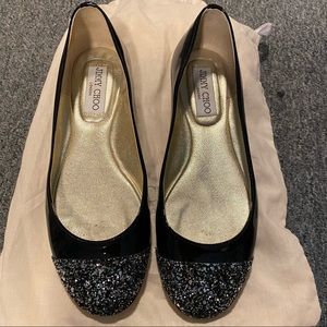 Jimmy choo whirl flats in black w/ glitter size 36